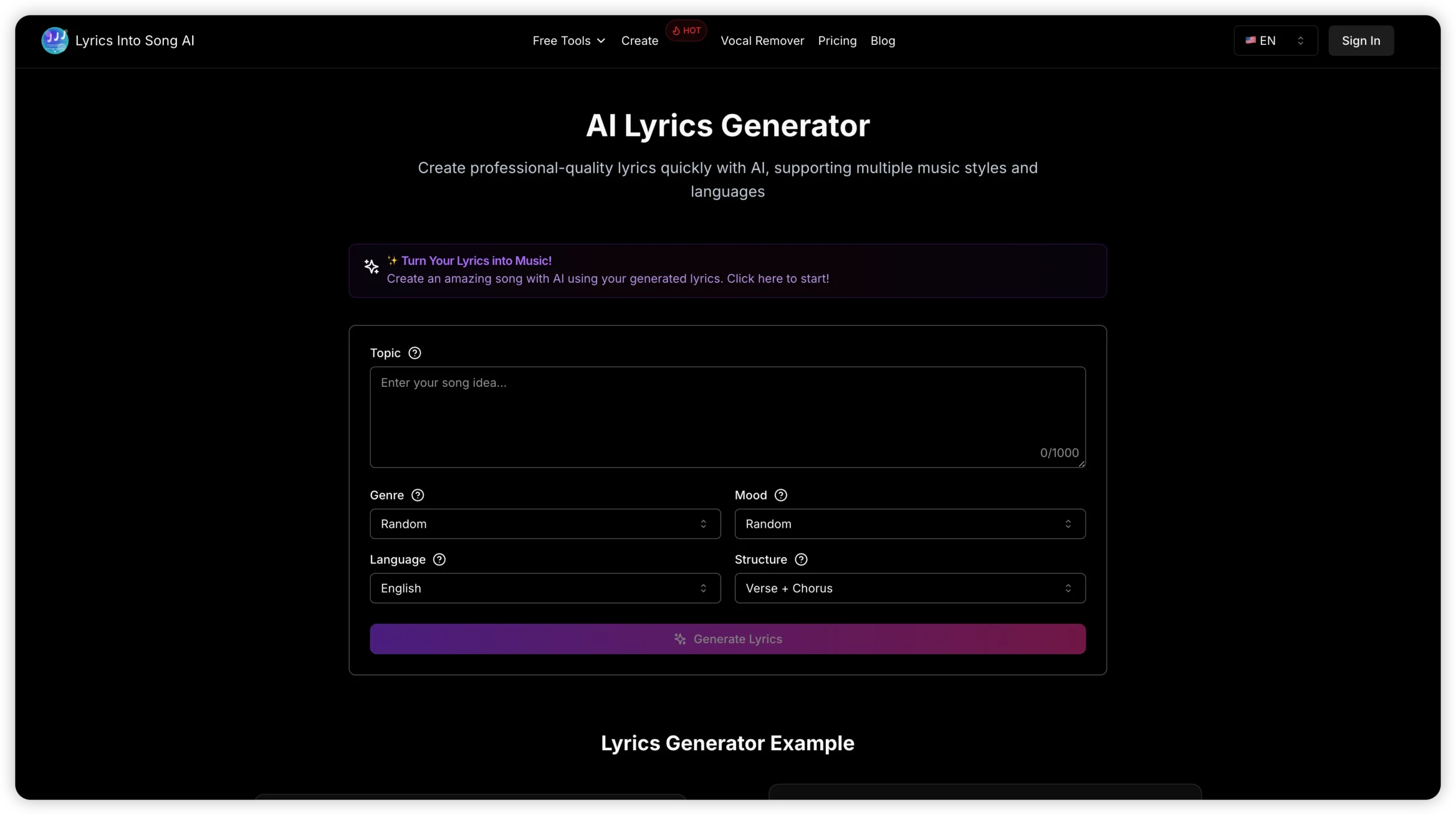 ai lyrics generator